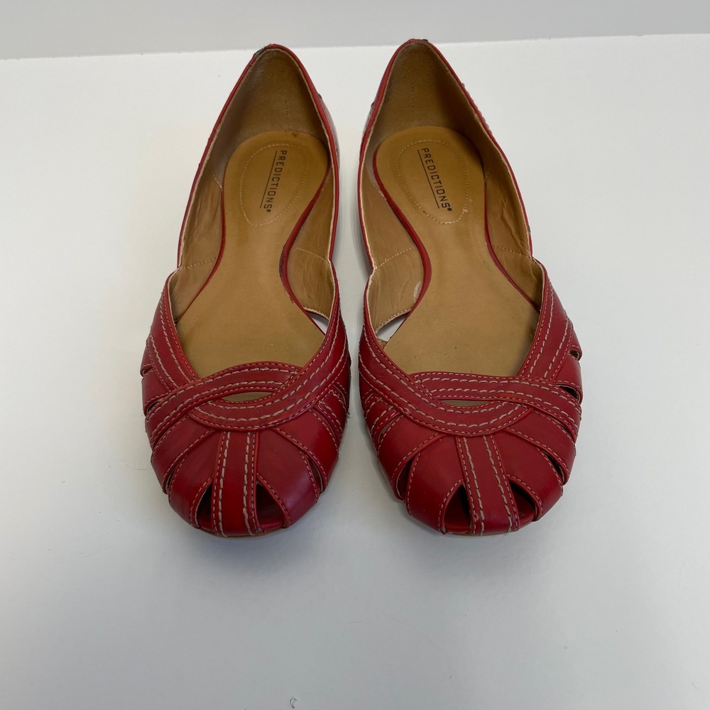 Predictions Red Women's 6 Peep-Toe Flats Shoes Sandals